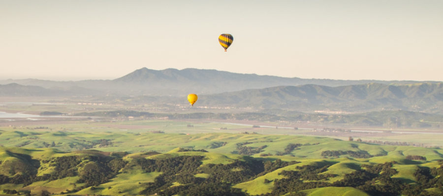 Flying over Napa Valley in a Hot Air Balloon